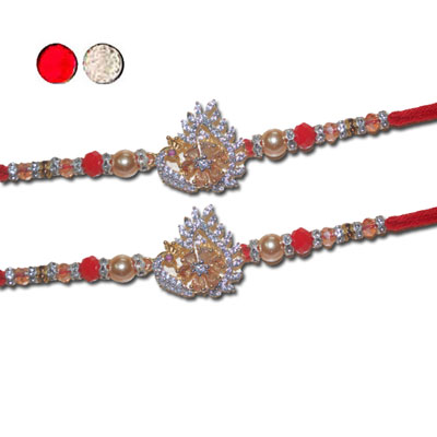 "AMERICAN DIAMOND (AD) RAKHIS -AD 4120 A- 018 (2 Rakhis) - Click here to View more details about this Product